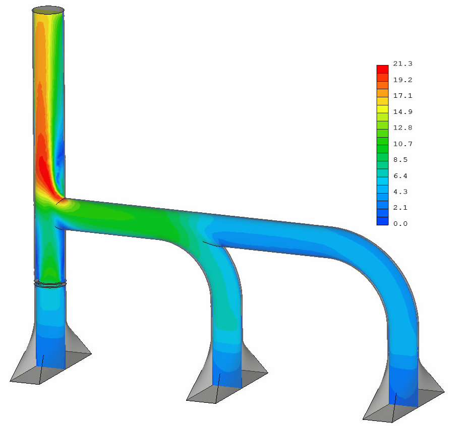 Velocity profile in the ducts [m/s] - with diaphragm